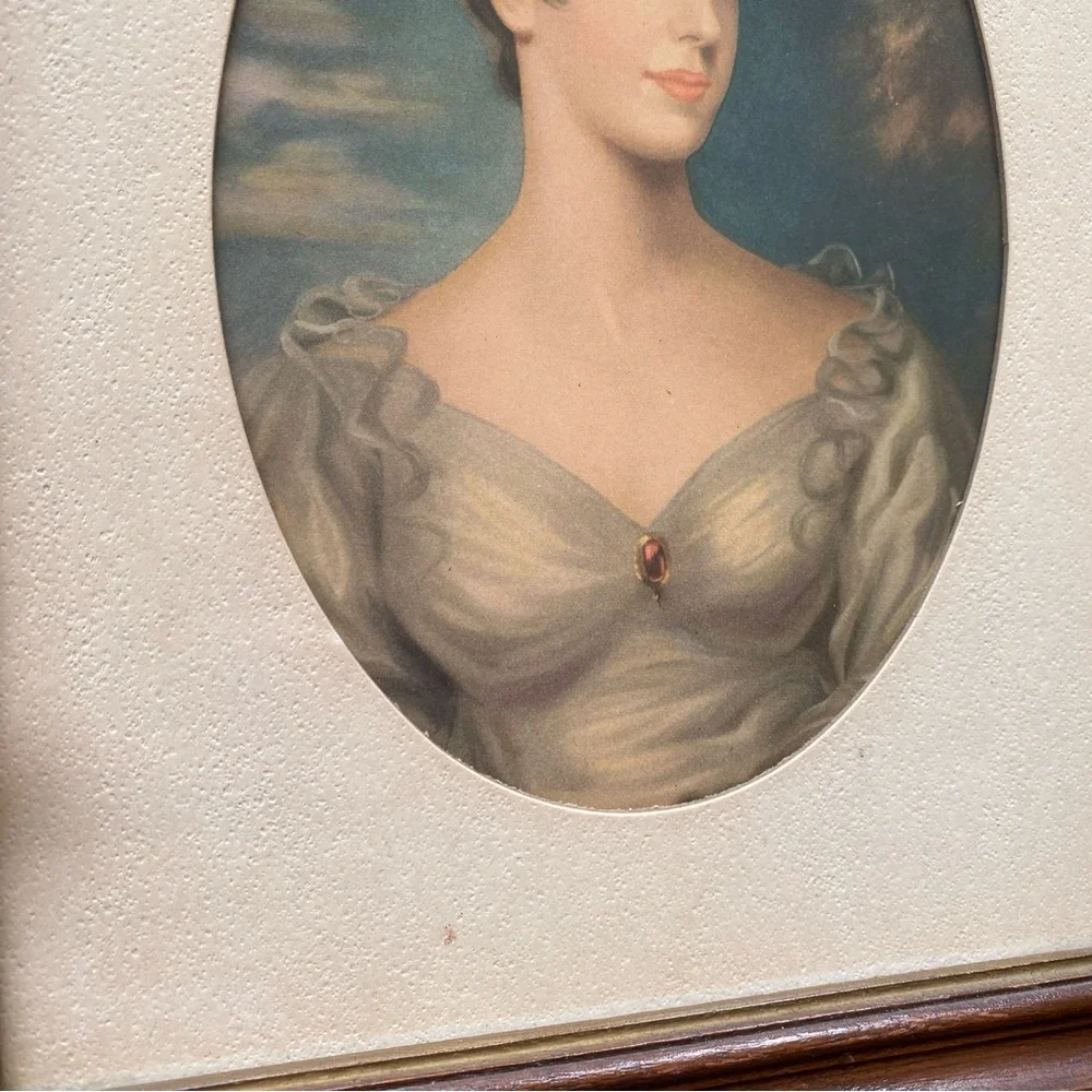 Vintage Wood Framed Print Portrait Lady Belgrave Vicountess Oval 10